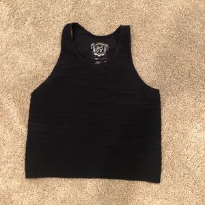 ribbed high neck sugar lip top